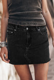 Frayed Hem Denim Mini Skirt - felvior