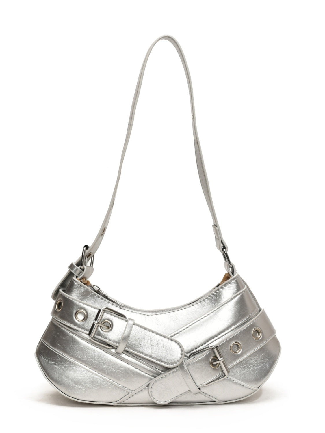 PU Leather Buckle Shoulder Bag - felvior