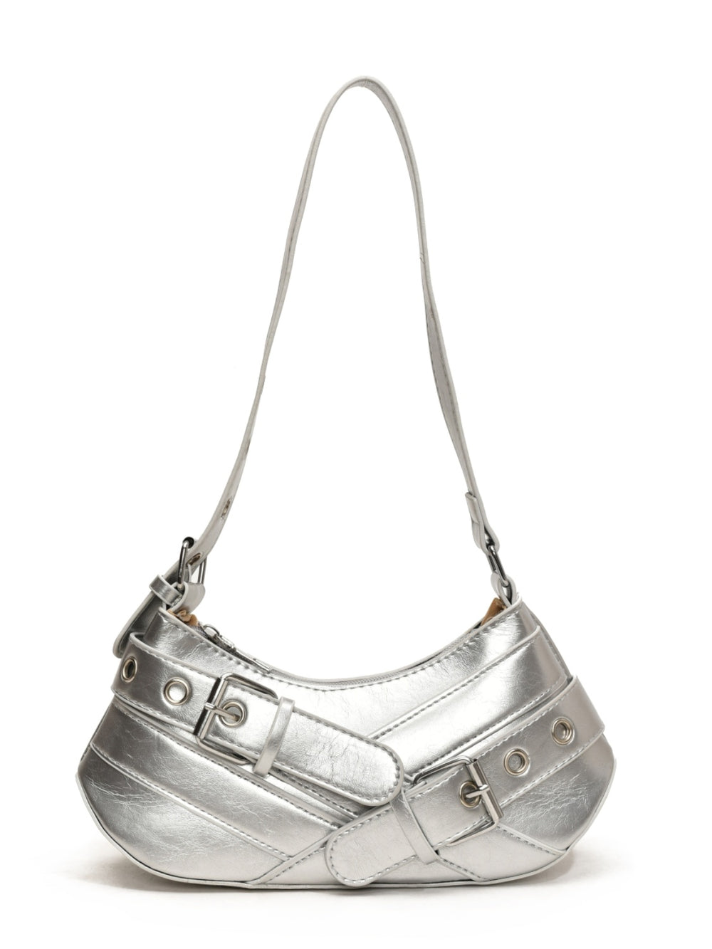 PU Leather Buckle Shoulder Bag - felvior
