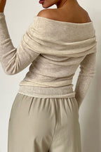 Off-Shoulder Long Sleeve Knit Top