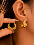 18K Gold-Plated Stainless Steel Huggie Earrings - felvior
