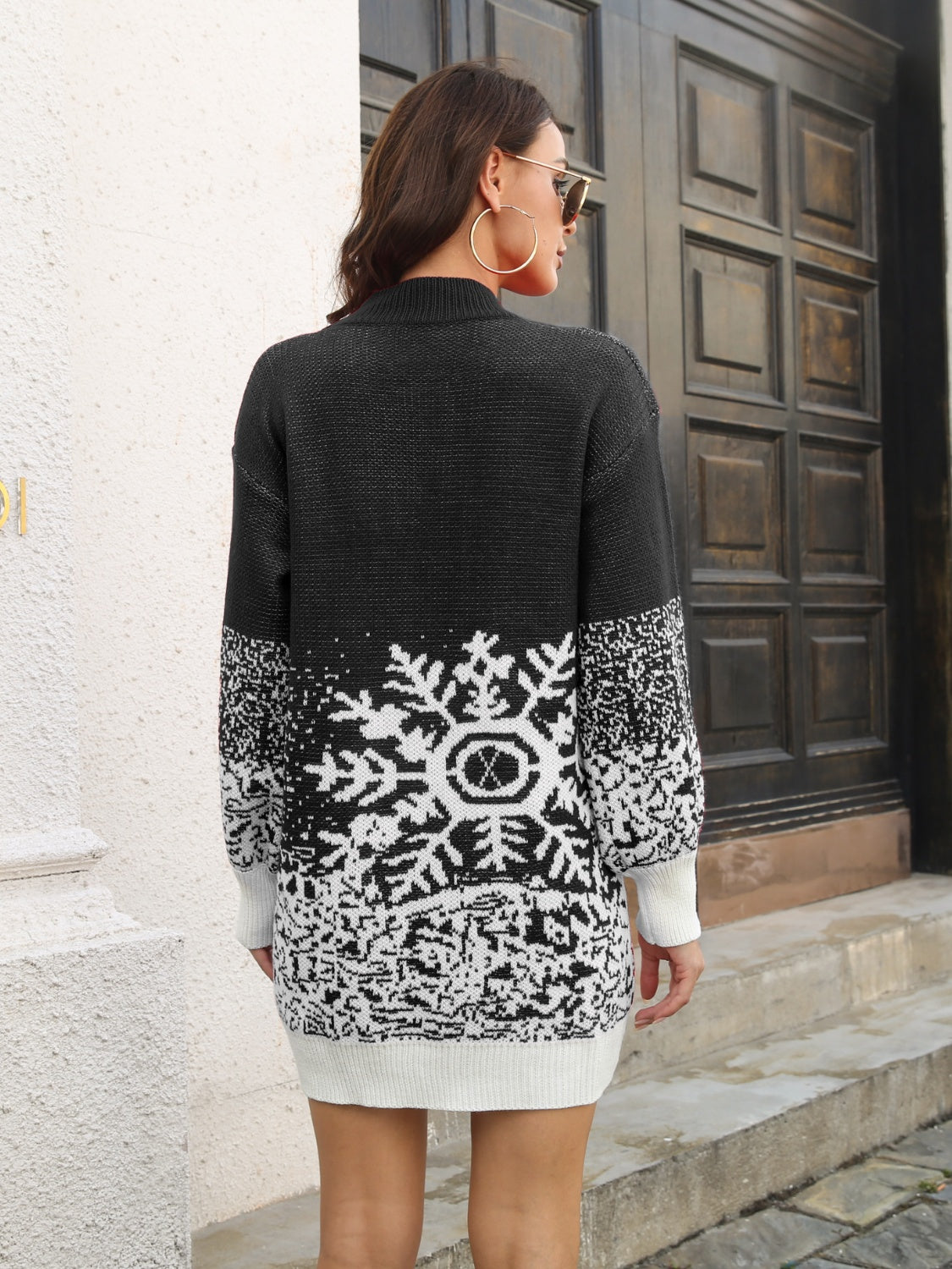 Snowflake Pattern Sweater Dress - felvior