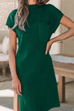 Mock Neck Short Sleeve Sweater Dress - felvior