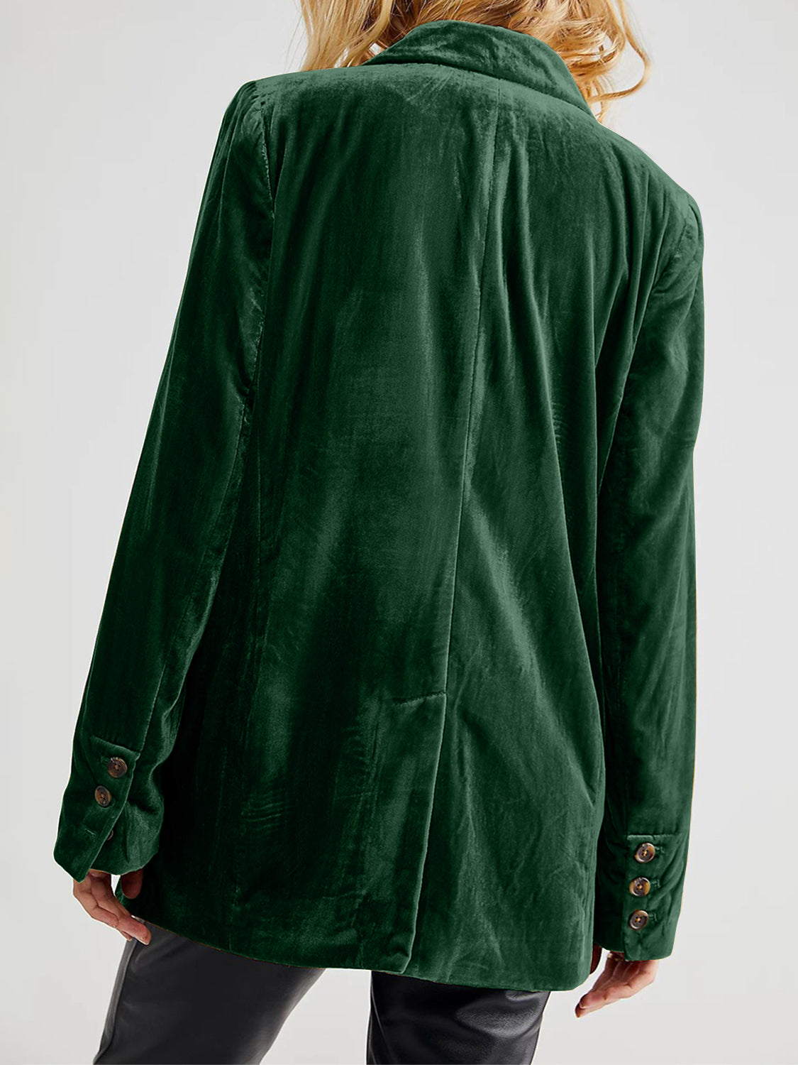 Lapel Collar Long Sleeve Blazer with Pockets - felvior