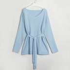 V-Neck Long Sleeve Top and Drawstring Pants Sweater Set