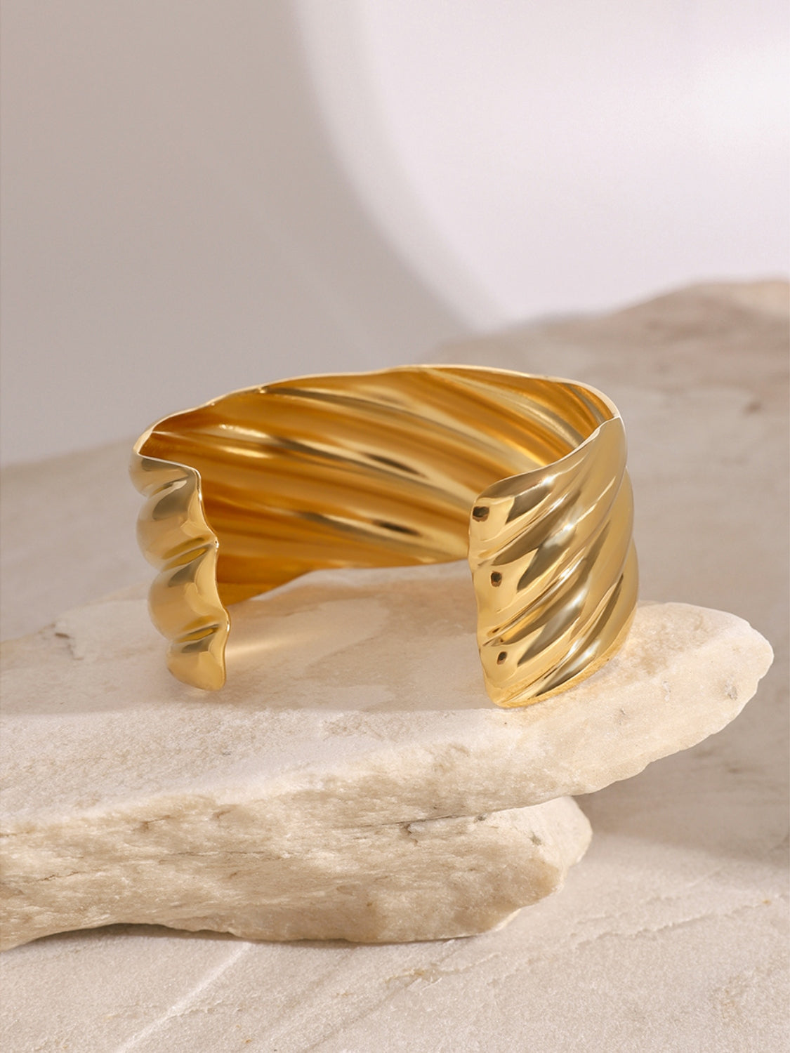 18K Gold-Plated Stainless Steel Open Ring - felvior
