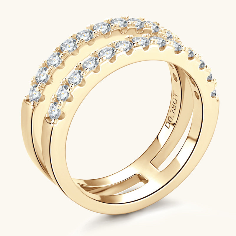 925 Sterling Silver Moissanite Double Layered Ring - felvior