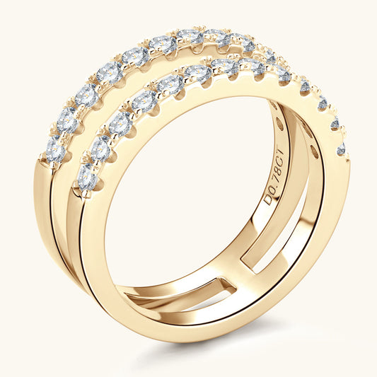 925 Sterling Silver Moissanite Double Layered Ring - felvior