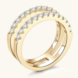 925 Sterling Silver Moissanite Double Layered Ring - felvior