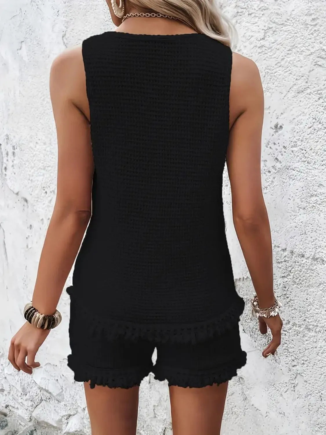 Round Neck Wide Strap Tank and Shorts Set