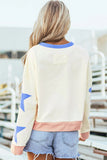 GAME DAY Star Patch Round Neck Long Sleeve Sweatshirt - felvior