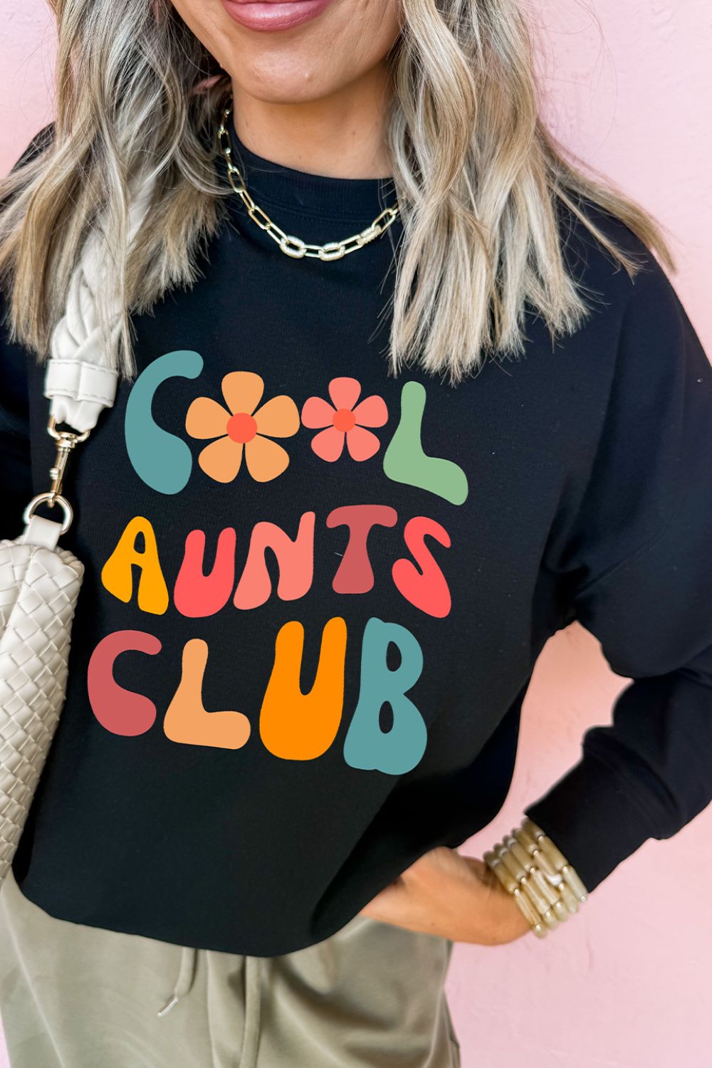 Letter Graphic Round Neck Long Sleeve Sweatshirt Hauptbild