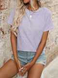 Eyelet Round Neck Short Sleeve Top