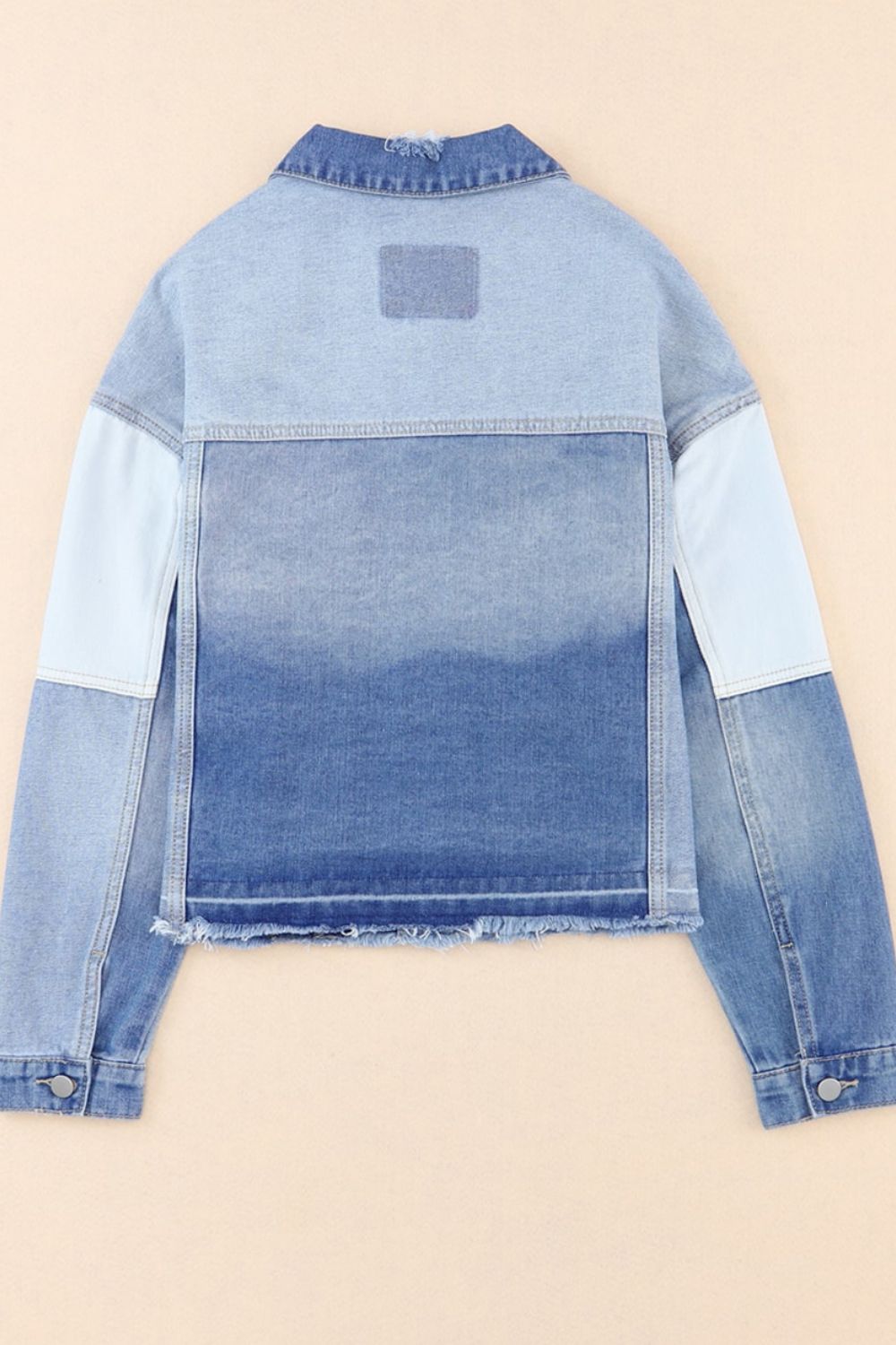 Distressed Button Up Drop Shoulder Denim Jacket - felvior