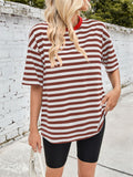 Lovelet Striped Round Neck Half Sleeve T-Shirt - felvior
