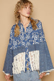 POL Lace Hem Embroidered Long Sleeve Shirt - felvior