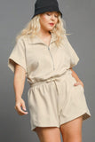 Umgee Full Size Half Sleeve Dolman Sleeved Romper Plus Size - felvior