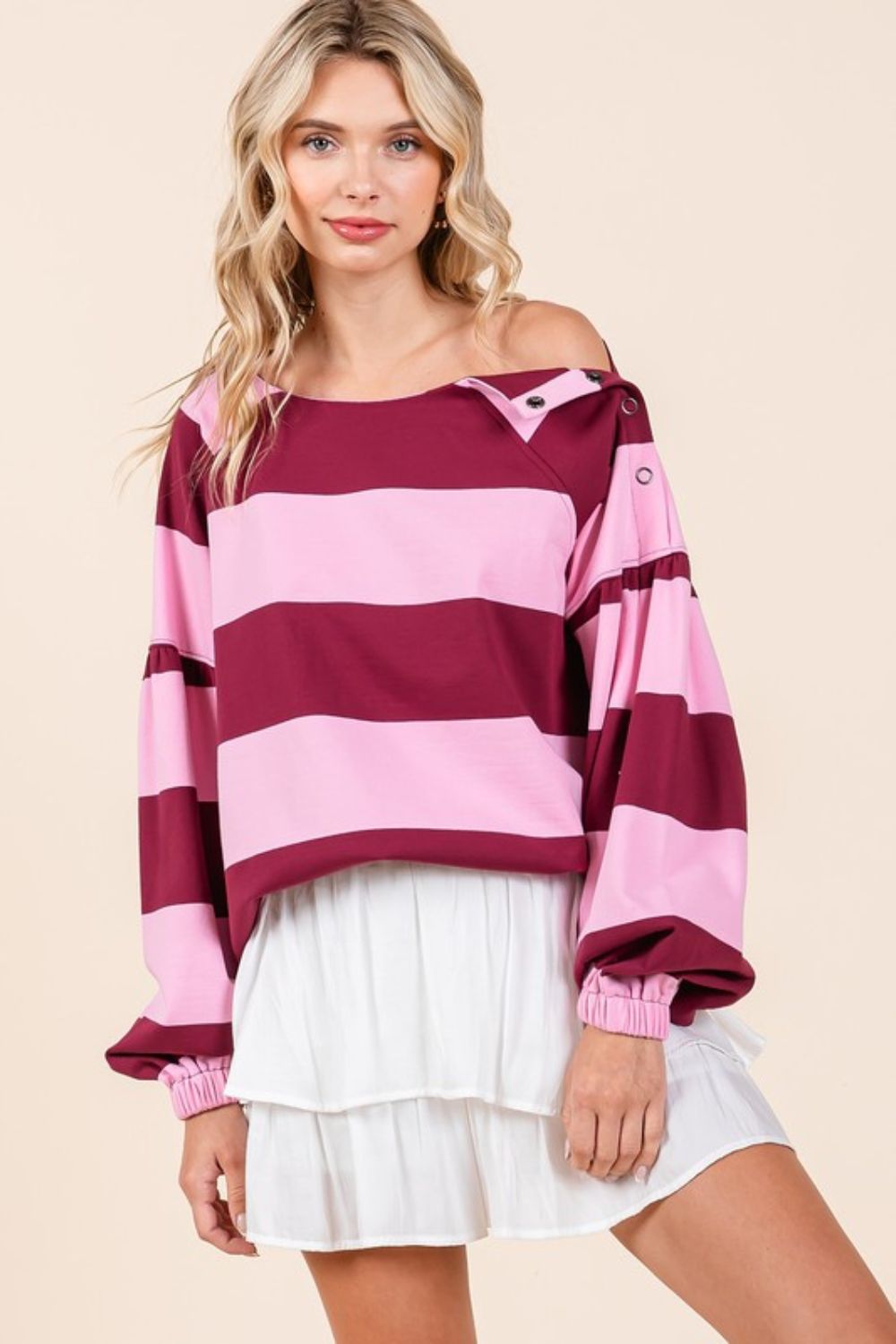 Mittoshop Striped Snap Shoulder Long Sleeve T-Shirt Main image