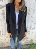 Full Size Collared Neck Long Sleeve Blazer - felvior