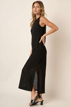 Mittoshop Side Slit Round Neck Sleeveless Dress