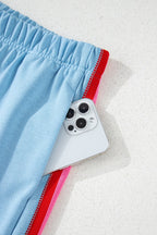 Rainbow Collared Short Sleeve Top and Shorts Set