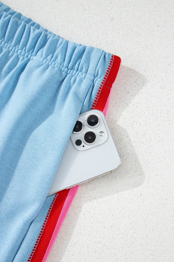 Rainbow Collared Short Sleeve Top and Shorts Set