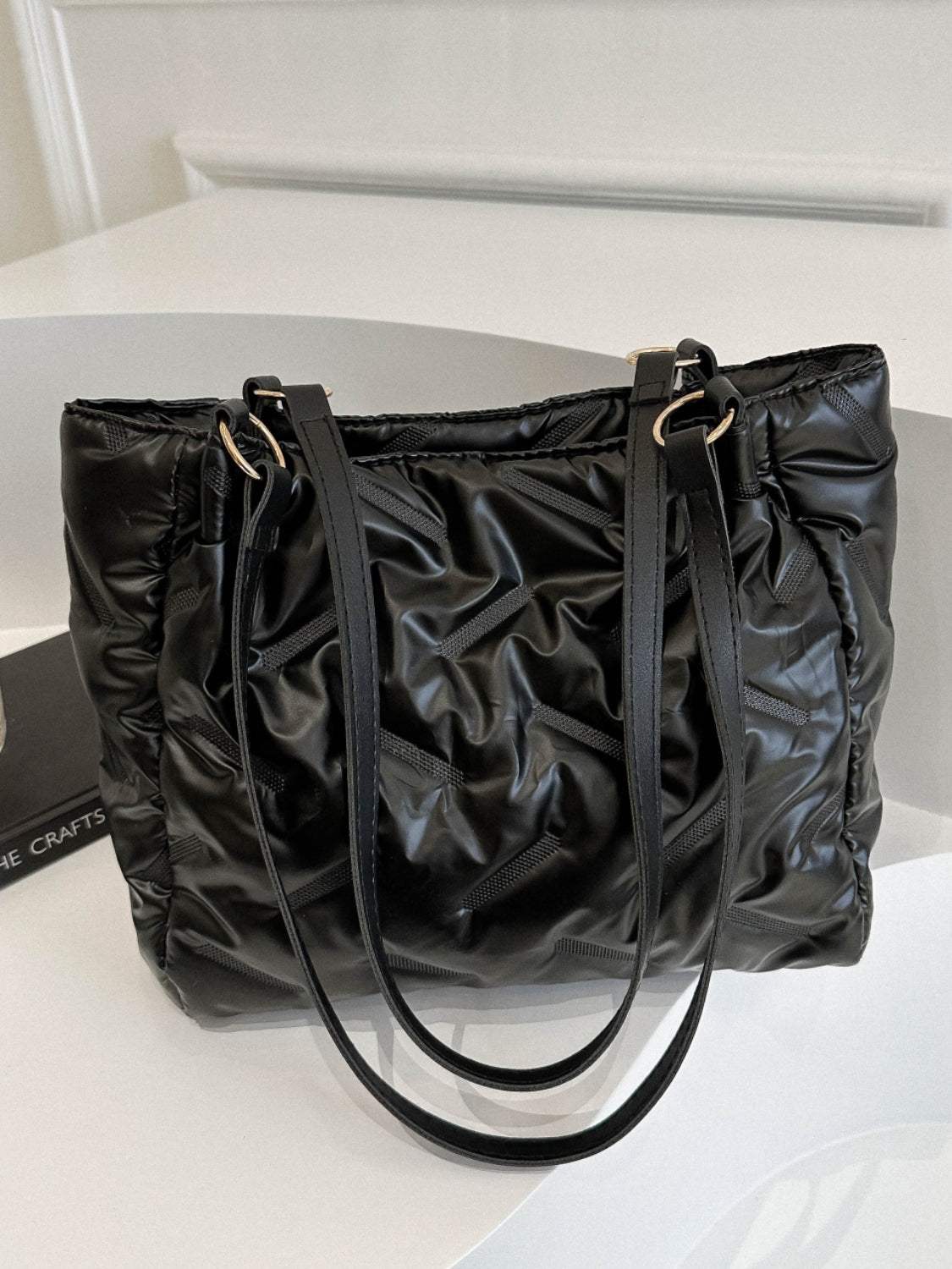 Textured Polyester Shoulder Bag - felvior
