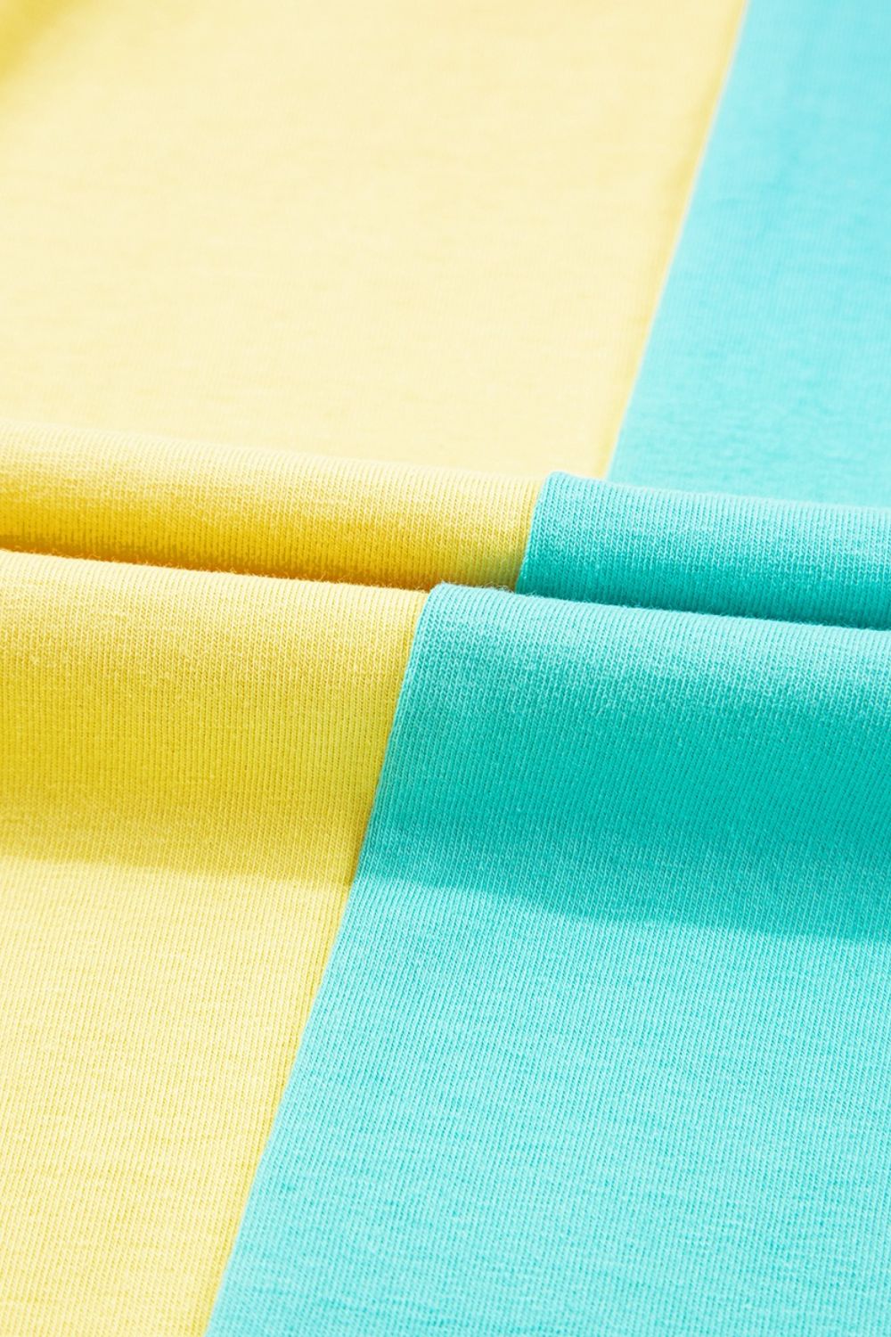 Frill Color Block Crew Neck Loose Fit T Shirt