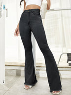 Raw Hem High Waist Flare Jeans