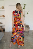 FAM-FAM Tiered Printed V-Neck Sleeveless Dress - felvior