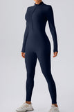 Half Zip Mock Neck Active Jumpsuit - felvior