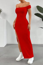 Off Shoulder Slit Maxi Dress
