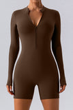 Half Zip Long Sleeve Active Romper - felvior