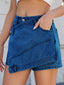 Asymmetrical Denim Skort with Pockets