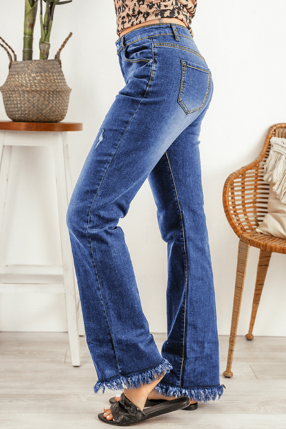 Ripped Frayed Hem Jeans - felvior