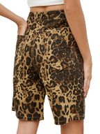 Leopard High Waist Denim Shorts