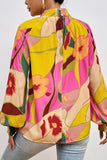 Floral Smocked Lantern Sleeve Mock Neck Blouse - felvior