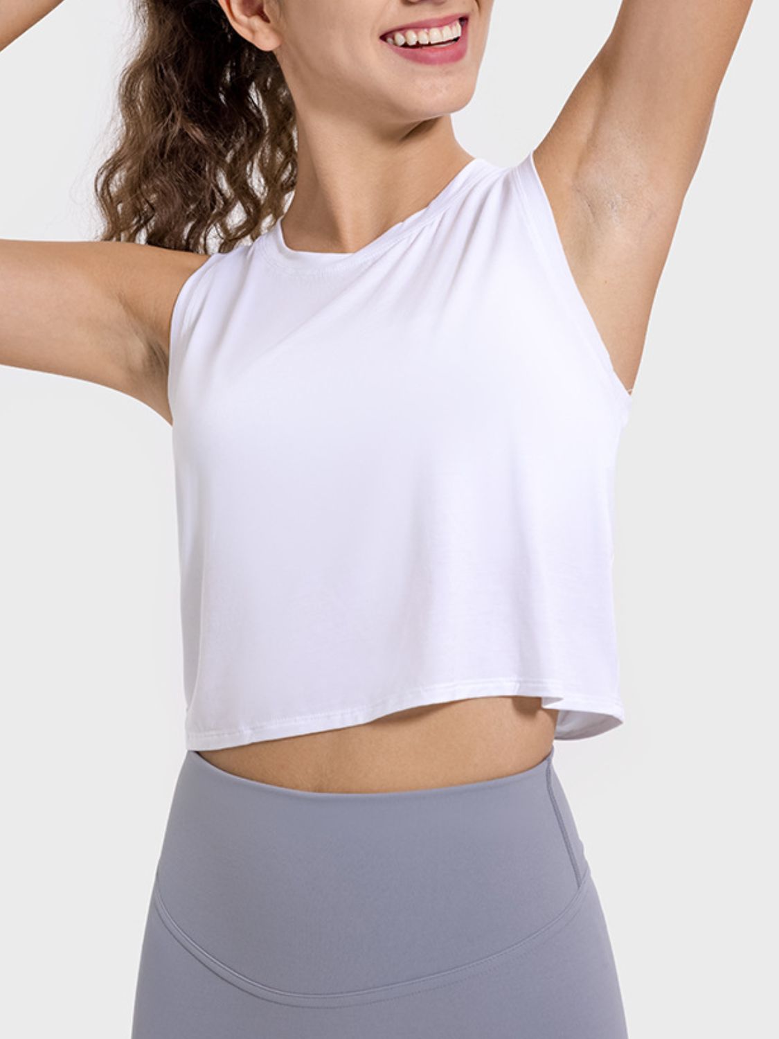 Millennia Drawstring Cutout Round Neck Active Tank - felvior
