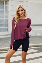 Backless Round Neck Long Sleeve T-Shirt