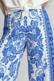 Umgee Full Size Floral Border Print Pants Plus Size