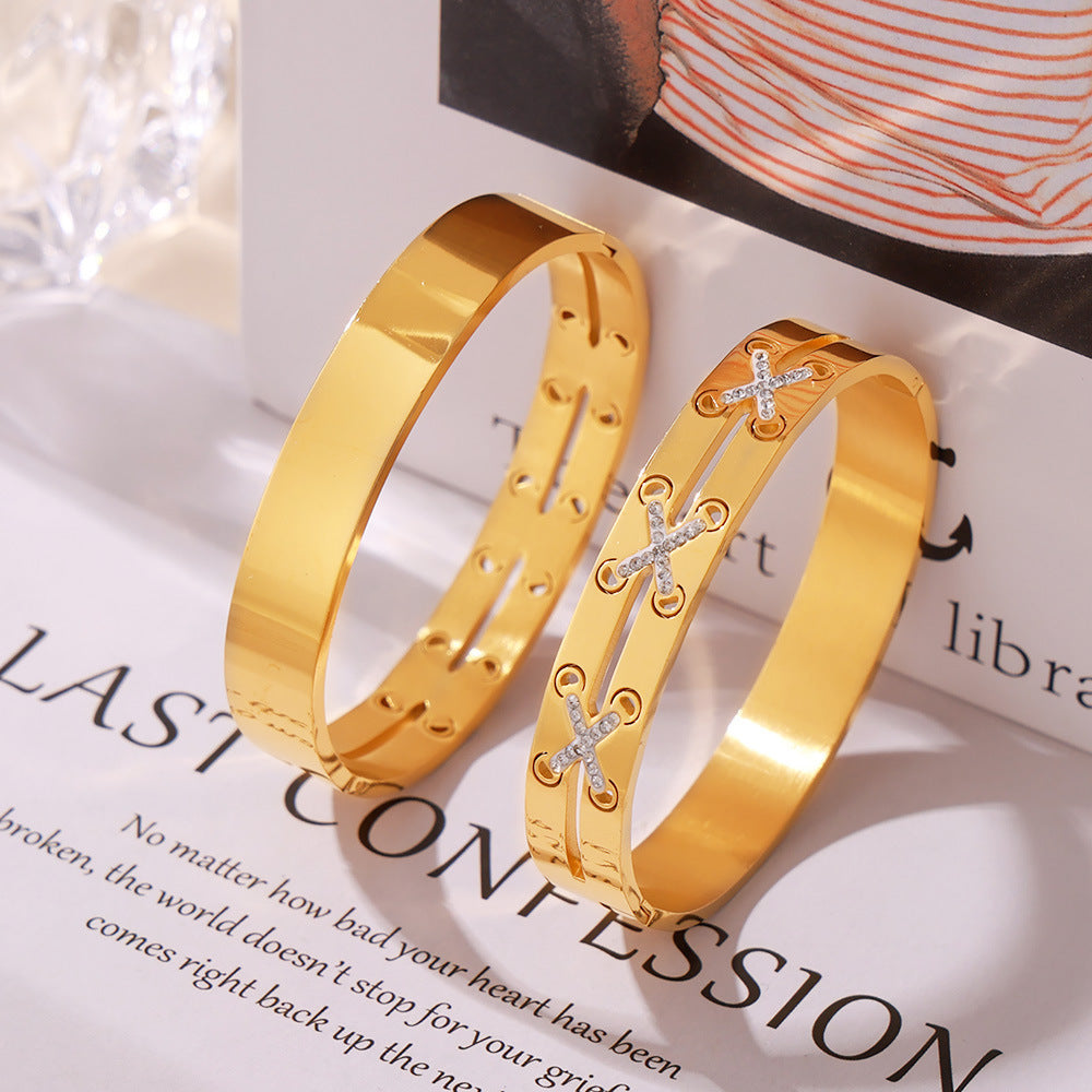 18K Gold-Plated Diamond Bracelet – Czech Crystal Design