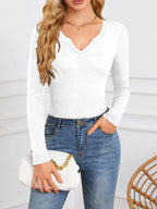 Notched Long Sleeve T-Shirt