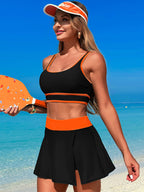 Scoop Neck Top and Skort Swim Set