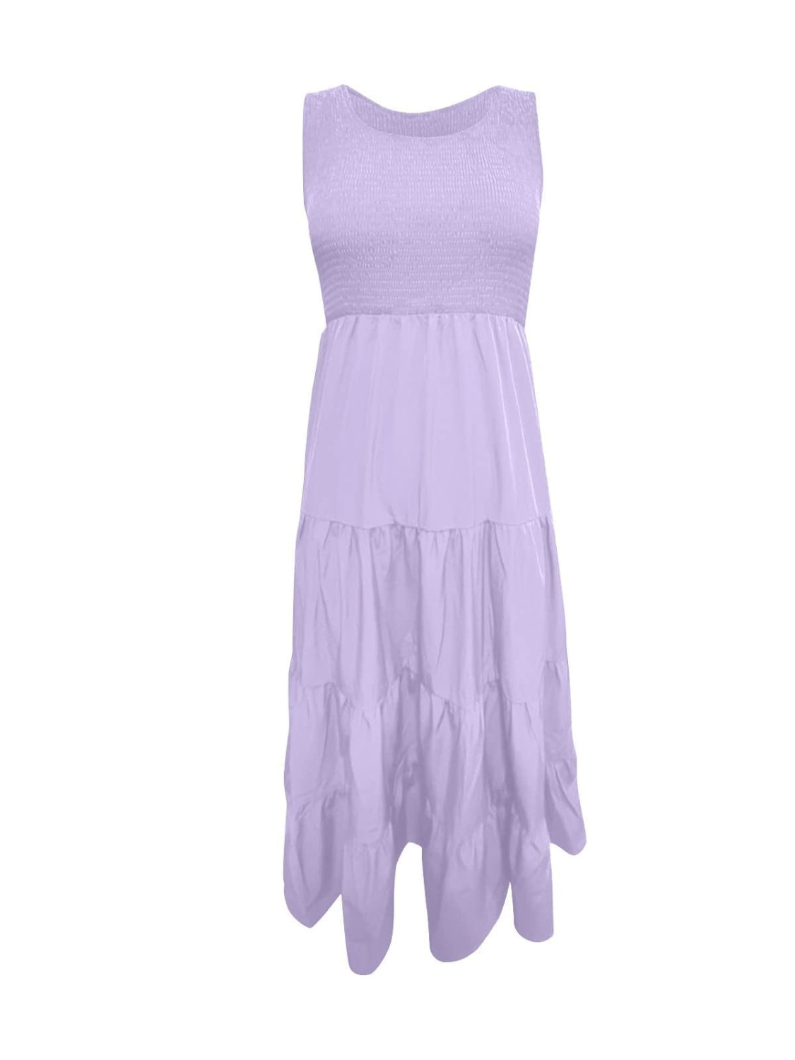 Tiered Smocked Wide Strap Dress - felvior