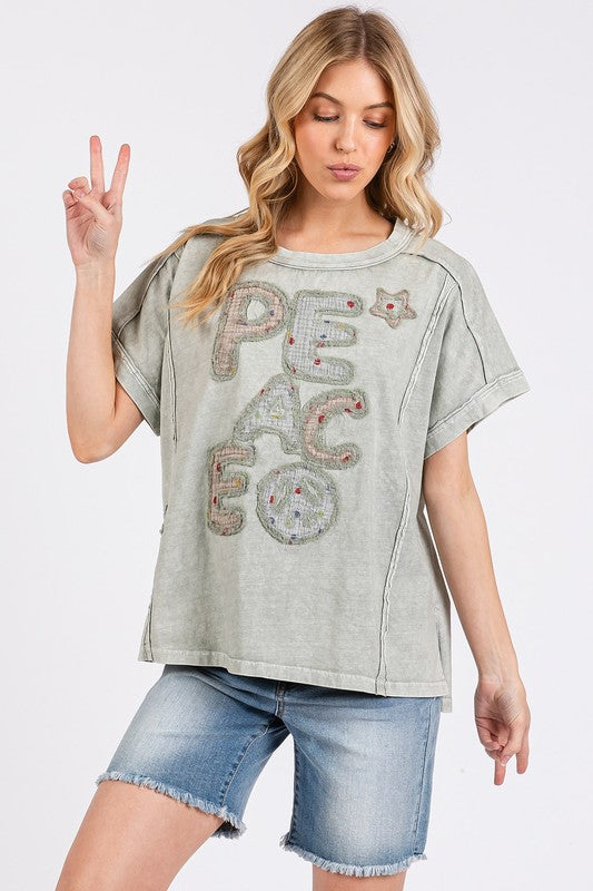 Mittoshop PEACE Round Neck Short Sleeve T-Shirt Hauptbild