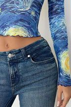 Starry Sky Cropped Mesh T-Shirt