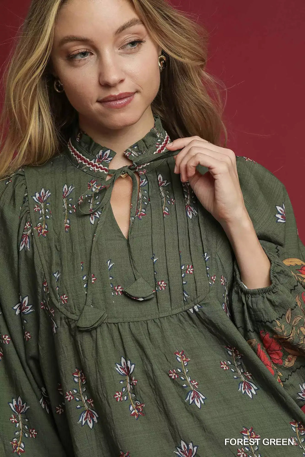 Umgee Floral Boho Peasant Blouse