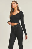MABLE Long Sleeve Crop Sweater Top and Inner Bra Set - felvior