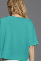 Umgee Full Size Lightweight Cropped Sweatshirt Plus Size