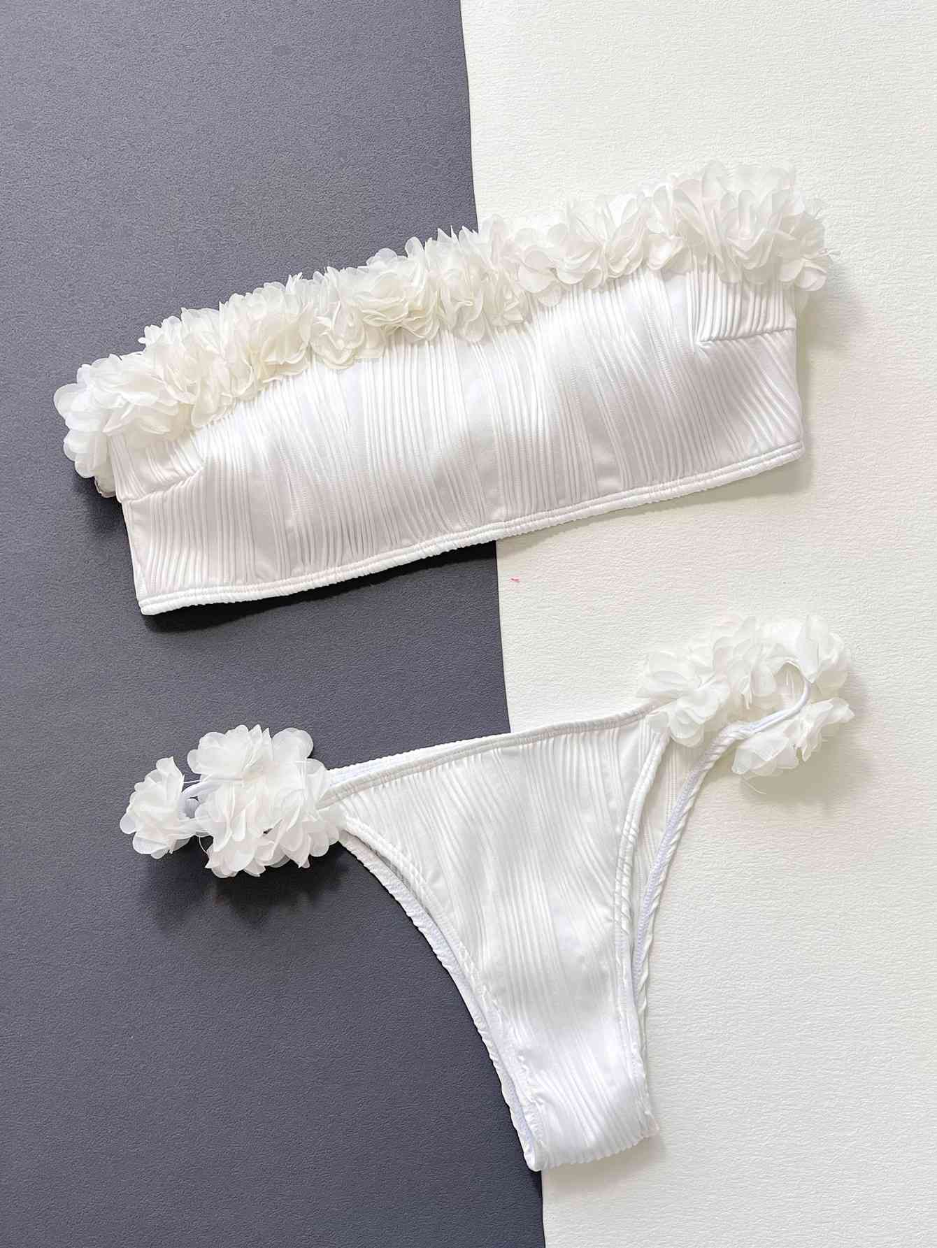 Applique Tie Back Two-Piece Bikini Set - felvior